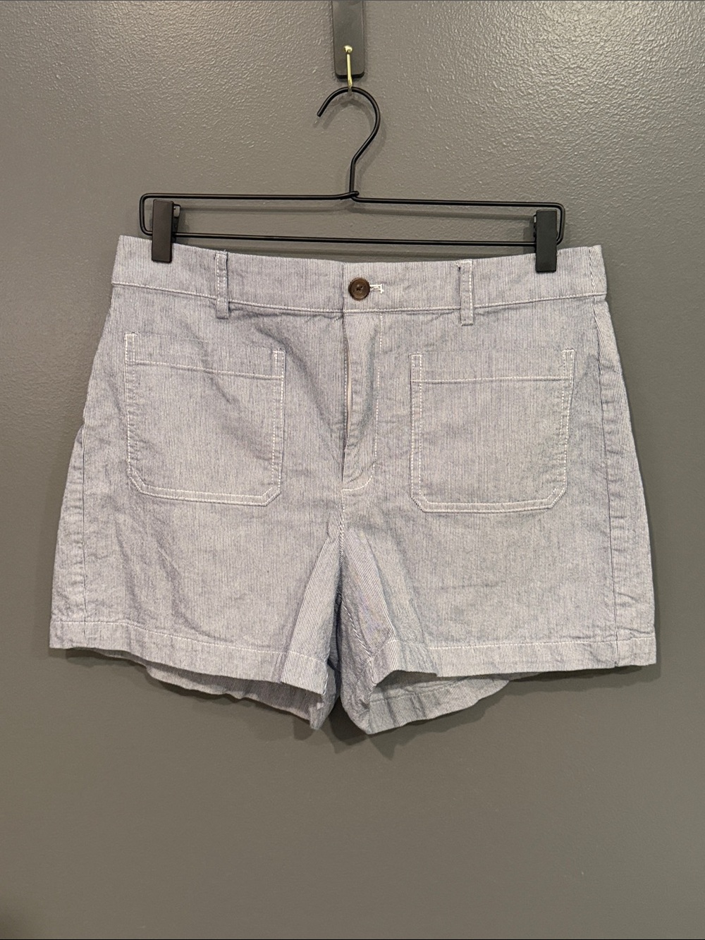 J. Crew Factory Light Blue Patch-Pocket Bermuda Shorts